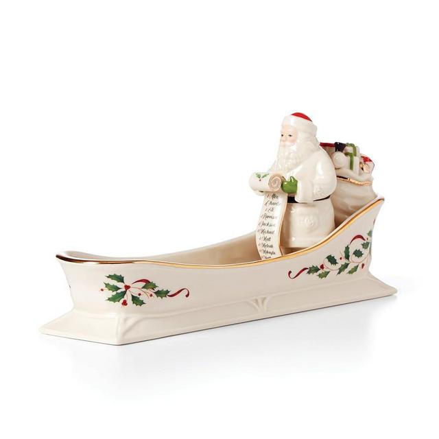 Lenox 894187 Holiday Santa's Sleigh Cracker Tray, Red & Green, 1.72