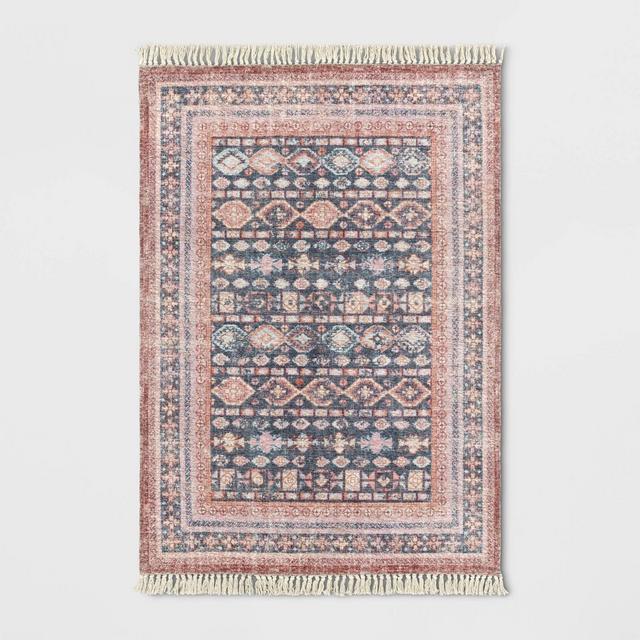 5"x7" Alexandra Floral Printed Border Persian Rug Blush Pink - Opalhouse™