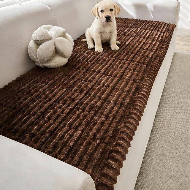 Mivnue Pet Couch Cover, Couch Covers for Dogs, Washable Dog Sofa Covers Couch Protector, Fuzzy Non Slip Couch Slipcover Pet Friendly (Dark Brown, 27.6" x 59.1")