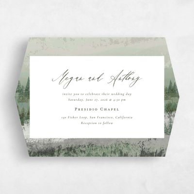 Green Diamond Wedding Invitation - Rockford Landscape