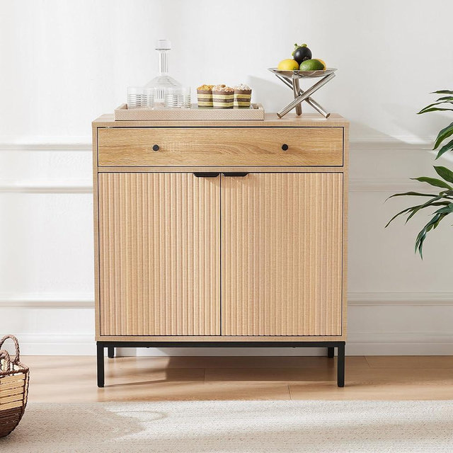 Mericonia Sideboard Buffet Cabinet with Drawer, Farmhouse Coffee Bar Station Table, Kitchen Storage with Doors and Adjustable Shelves, Modern Wood Cupboard for Dining Room, Livingroom, Entryway