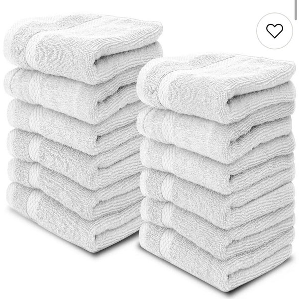 White Classic Luxury 100% Cotton Washcloths Set of 12 - 13x13"