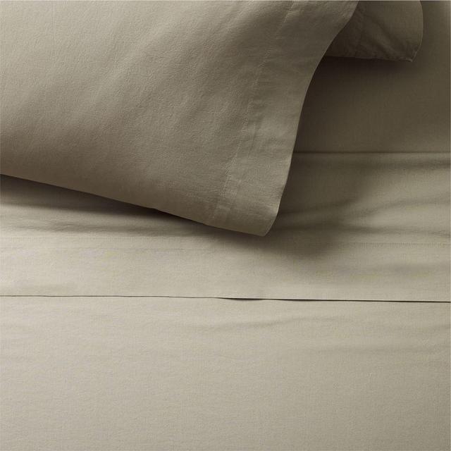 Organic Washed Cotton King Sheet Set, Vetiver Green