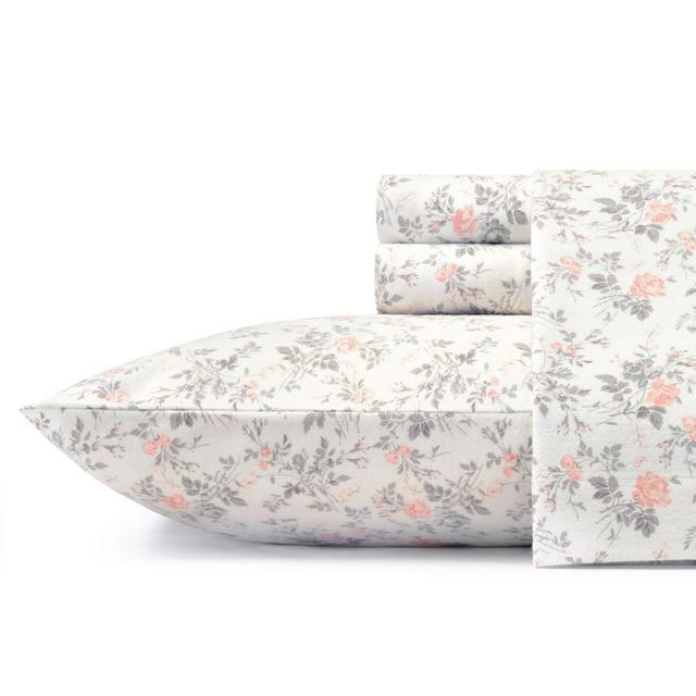 Laura Ashley® Rosalie Flannel Queen Sheet Set in Grey