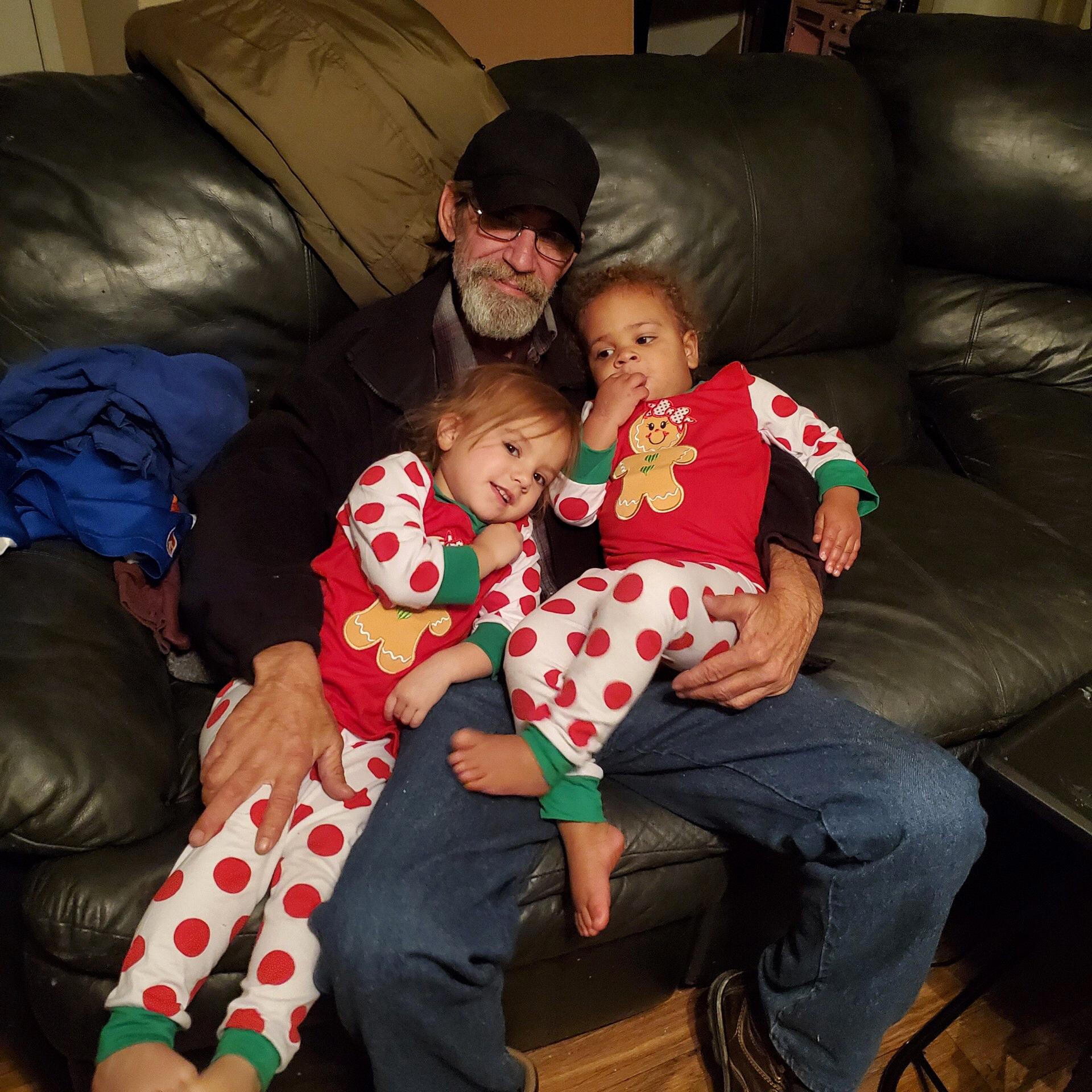 The girls with their Papaw Jeff