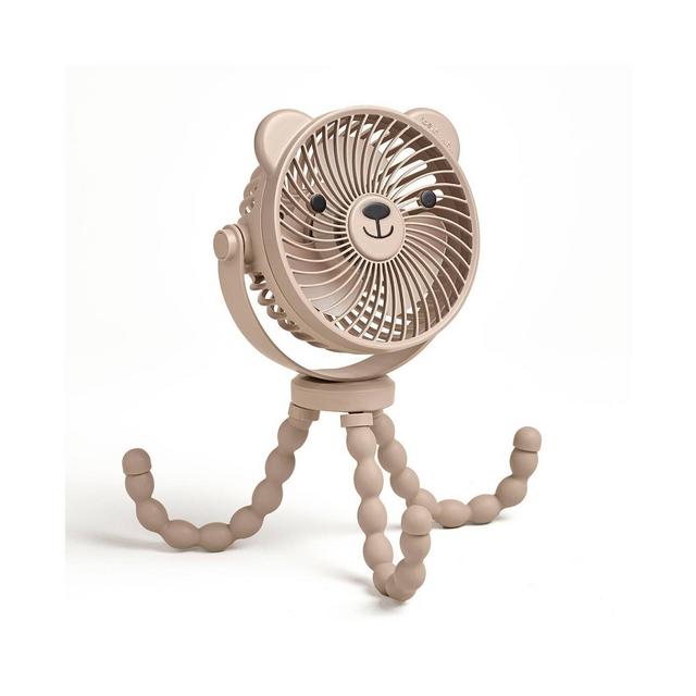 Itzy Ritzy Itzy Breeze 3-Speed Stroller Fan with Rechargeable Battery and Easy Attach Design - Tan Bear