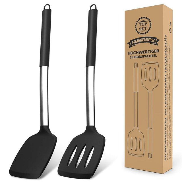 2 Pack Silicone Spatula Set, 15.75IN / 40CM, BPA Free Kitchen Spatula, Heat Resistant Rubber Spatulas, Ideal Kitchen Utensils for Non-Stick Pans, Sautéing, Frying, Baking, Turning and Flipping