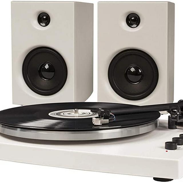 Crosley T150 Modern 2-Speed Bluetooth Turntable System with Variable Weighted Tone Arm and Stereo Speakers, White