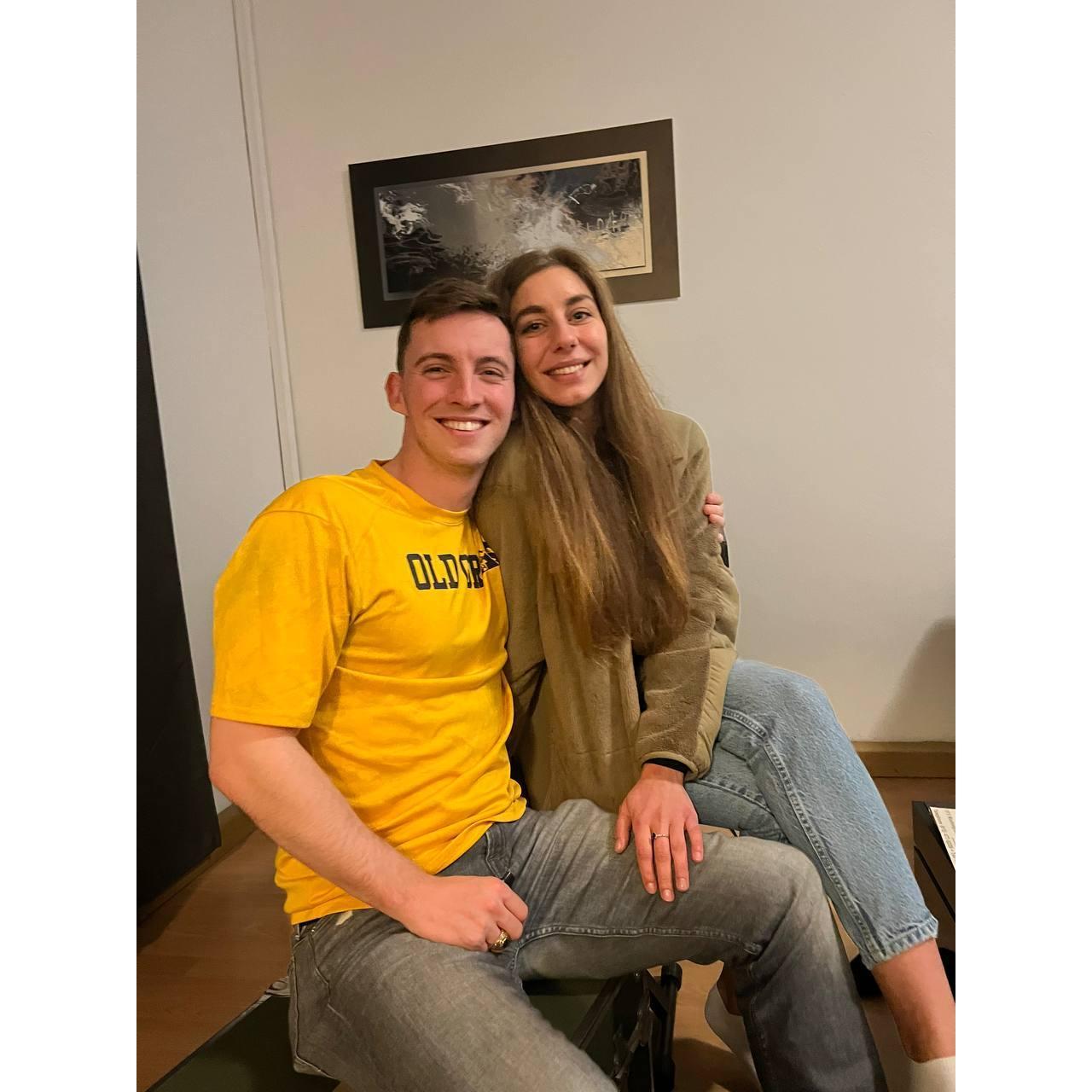 December 10, 2022 Our first photo together, taken in Germany while watching the historic Army-Navy football game.