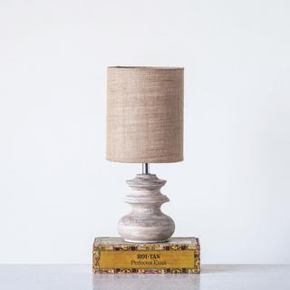 Bleached Mango Wood Table Lamp with Jute Shade