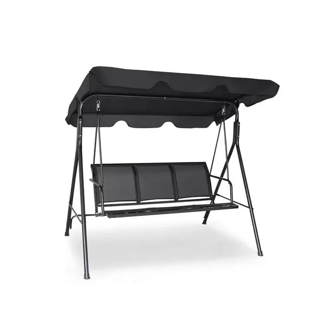 Costway Outdoor Patio Swing Canopy 3 Person Canopy Swing Chair Patio Hammock Black