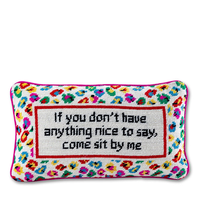 Furbish Studio Come Sit By Me Needlepoint Pillow, 15" x 9"