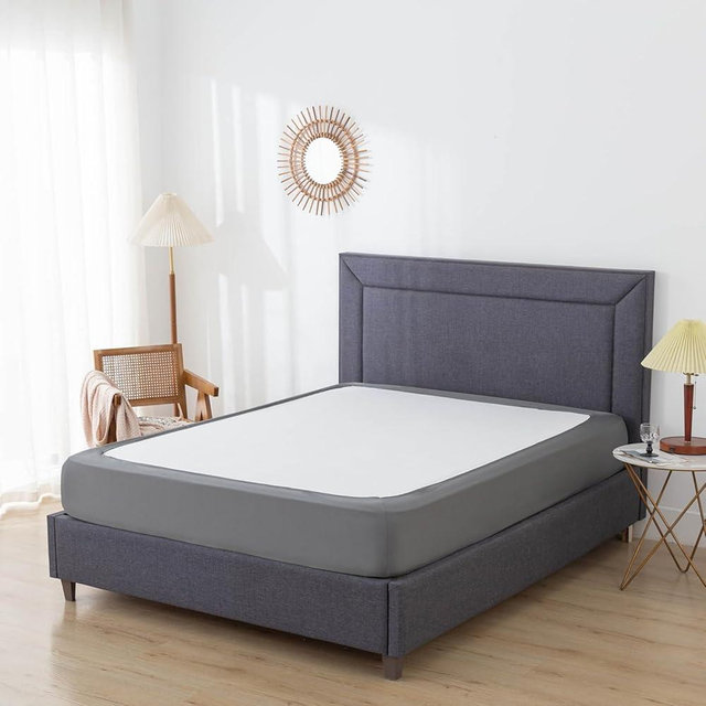 Box Spring Cover King Size - Elastic Wrap Around 4 Sides Bed Skirt, with Smooth and Elastic Knit Material, Washable, Dustproof - King, Dark Grey