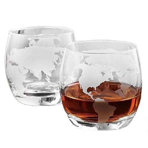 Wine Enthusiast™ Etched Globe Whiskey Glasses (Set of 2)