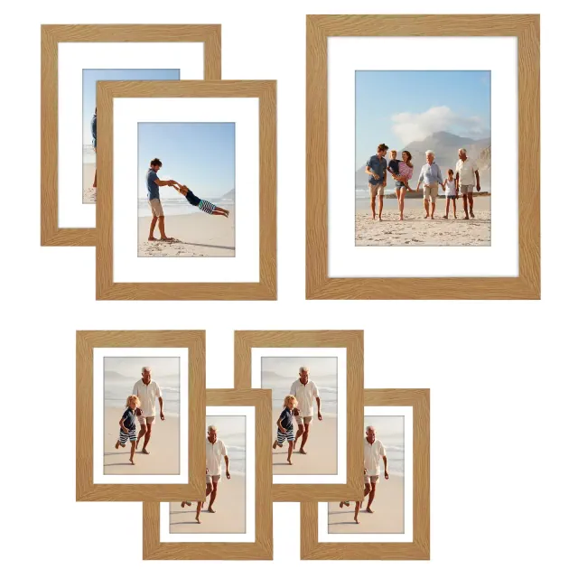 Americanflat 7 Piece Gallery Wall Frame Set to Enhance Wall Decor - Oak