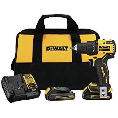 DEWALT DCD708C2 Atomic 20V Max Lithium-Ion Brushless Cordless Compact 1/2 Inch Drill Driver Kit