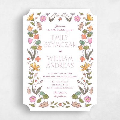 White Ticket Wedding Invitation - Aria Portrait