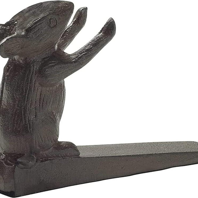 Comfify Vintage Cast Iron Mouse Door Stop Wedge – One Heavy Decorative Piece with Felt Bottom – Rust Brown Finish