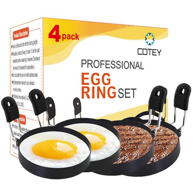 Fox Run English Muffin Rings 4pcs Set - Egg Pancake Biscuit Crumpet Cutter