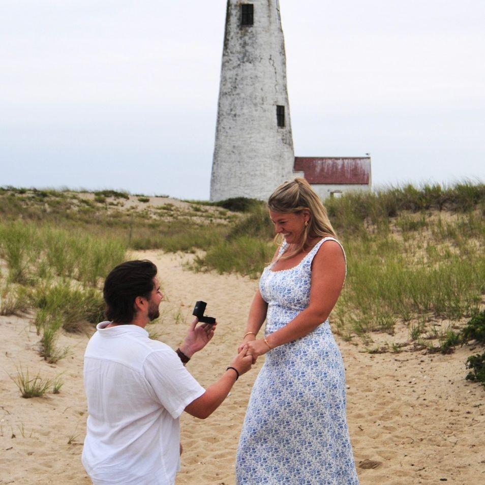 7/27/25 Mike proposing after our two mile trek to the lighthouse