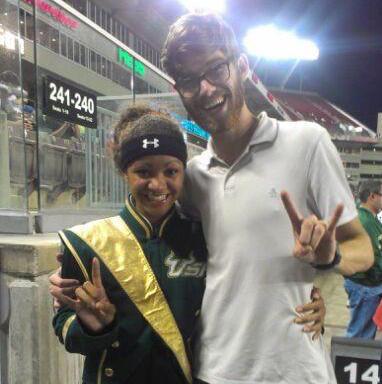 USF football game with Josh showing his horns! \m/ (2013)