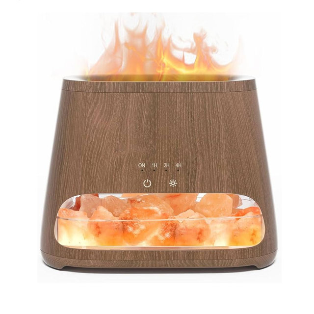 SALKING 2-in-1 Himalayan Salt Lamp Diffuser, Cool Mist Humidifier, Aromatherapy & Himalayan Salt Therapy, 100% Pure Himalayan Salt, Ultrasonic Essential Oil Diffuser with Ambient Glow, 150ml (Dark)