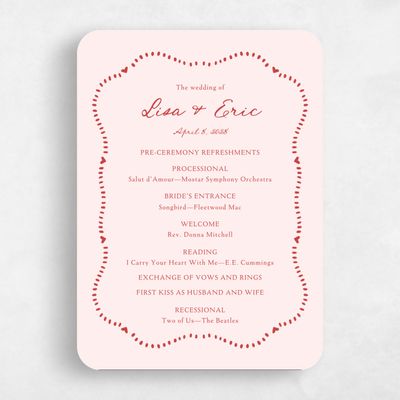 Pink Rounded Wedding Program - Jemima