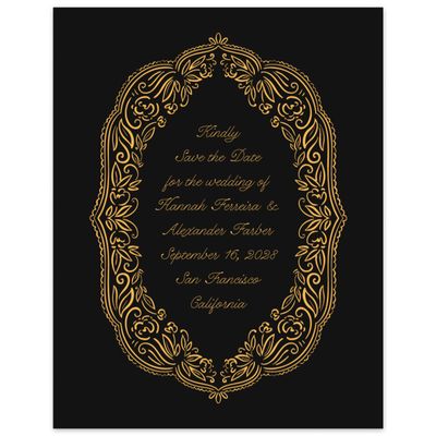 Goldenrod, Black Wedding Digital Save the Date - Pienza Portrait