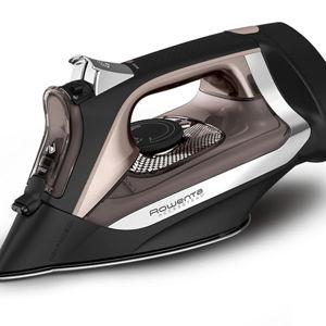 Rowenta Access Stainless Steel Soleplate Steam Iron with Retractable Cord, Powerful Steam Diffusion, Auto-Off and Anti-Drip, 1725 Watts, Black Clothes Iron, DW2459