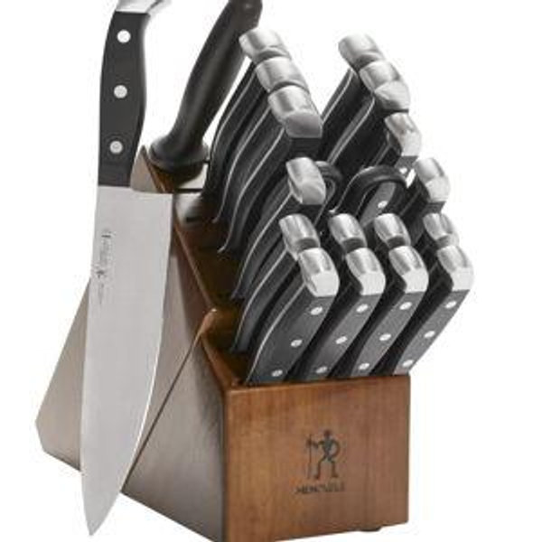 HENCKELS Statement Razor-Sharp 20-Piece Knife Set, Chef, Bread, German Engineered Knife Informed by over 100 Years of Mastery, Brown Block