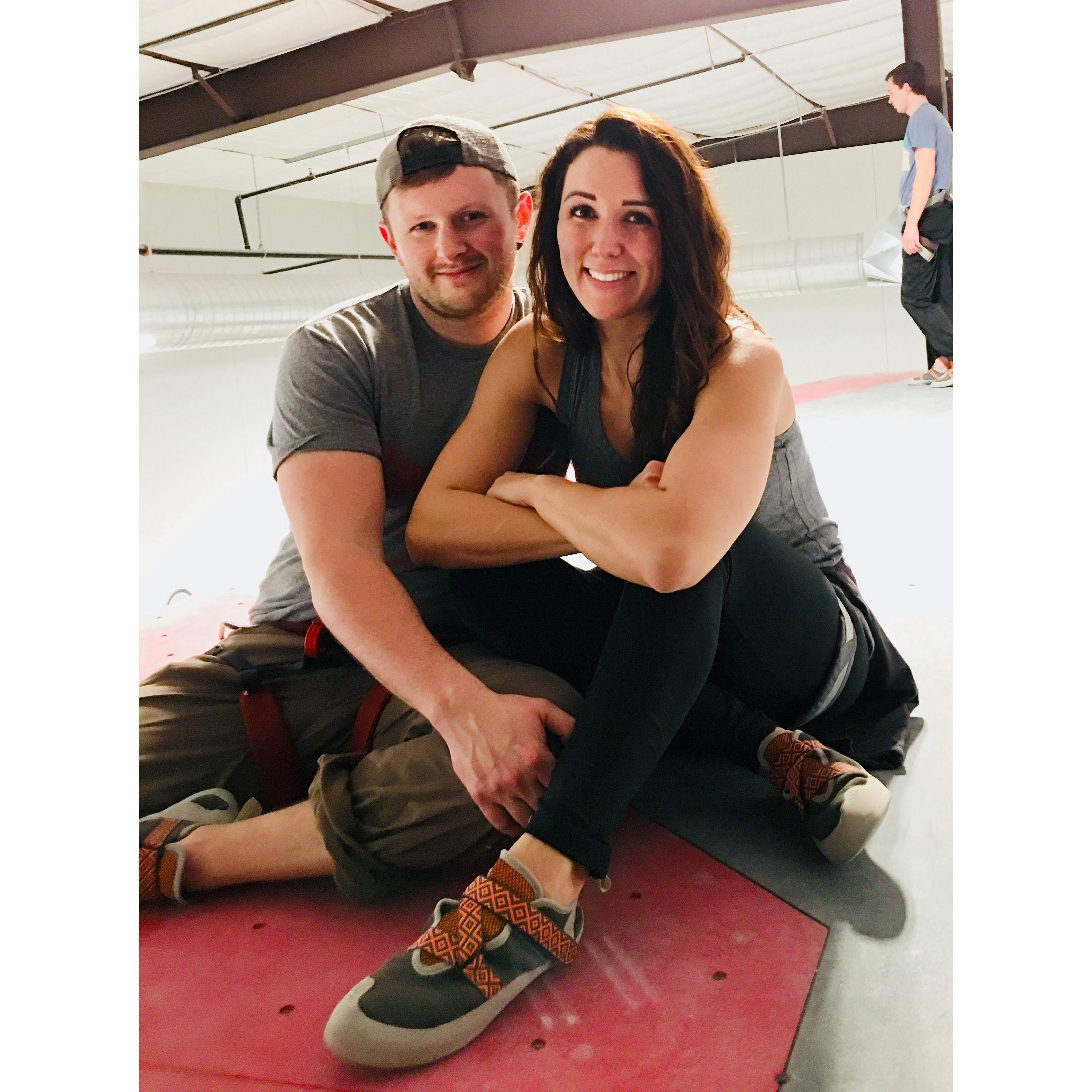This was the first photo that we ever took together and Gavin was our photographer. We were indoor rock climbing that day and had so much such fun!