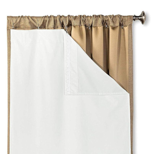 HLC.ME White Thermal Insulated 100% Blackout Curtain Liner for 84 inch Window Panels - Complete Darkness & Window Privacy, Energy Efficient, Noise Reducing - Hooks Included (2 Panels, 50 W x 80 inch)