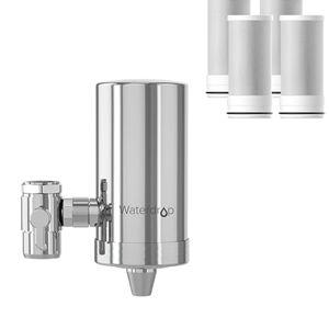 Waterdrop Water Filter for Sink Faucet, 360° Rotating Stainless Steel, NSF Certified Water Purifier for Kitchen Sink, 12 Months Long Lasting Tap Water Filter, Reduce Chlorine, 4 Filters