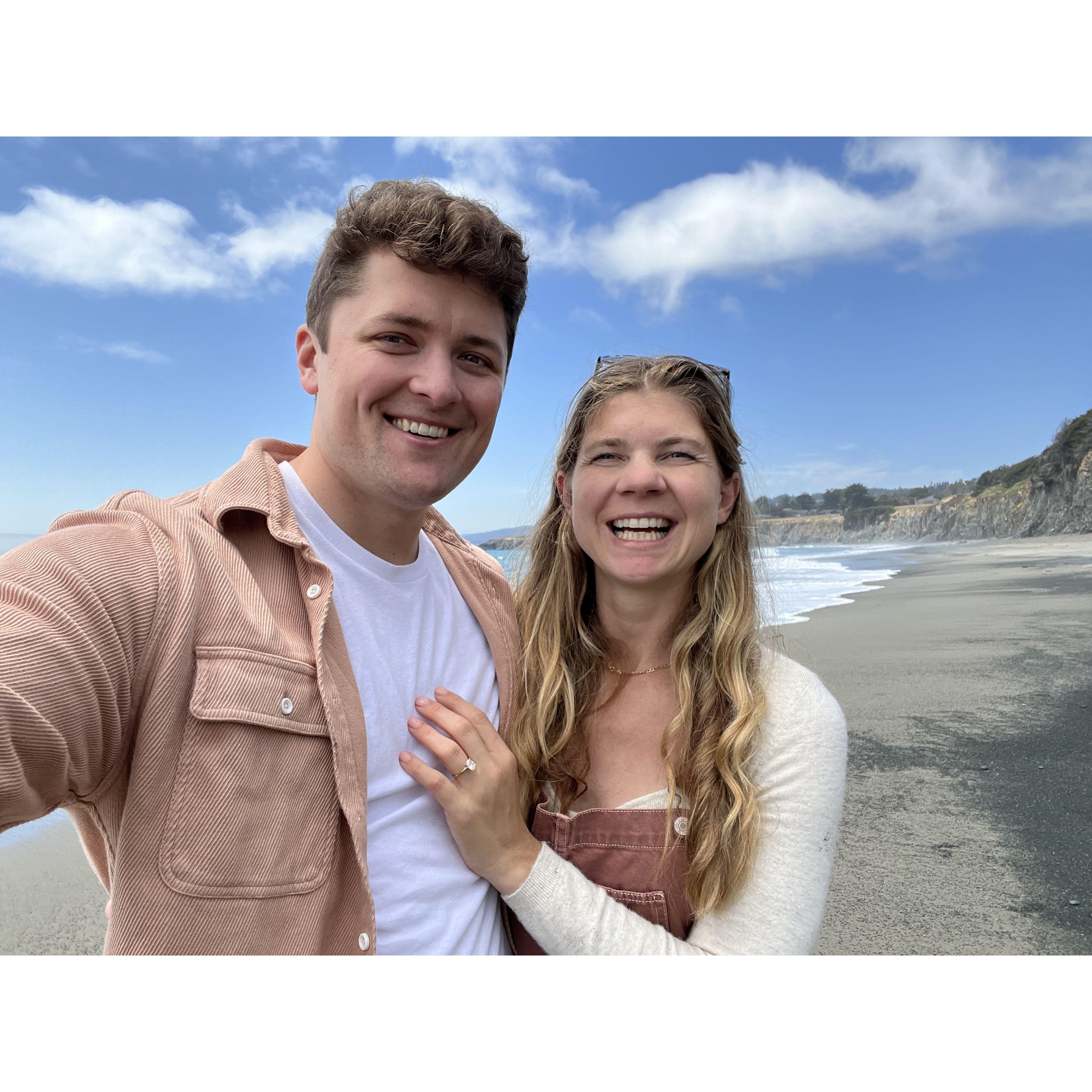 Moments after our engagement in Sea Ranch, CA!