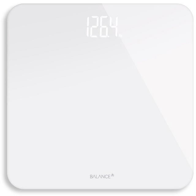 Greater Goods White Designer Bathroom Scale, Clear Bright Shine-Through Display
