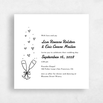 White Wedding Invitation - Aubrey Square