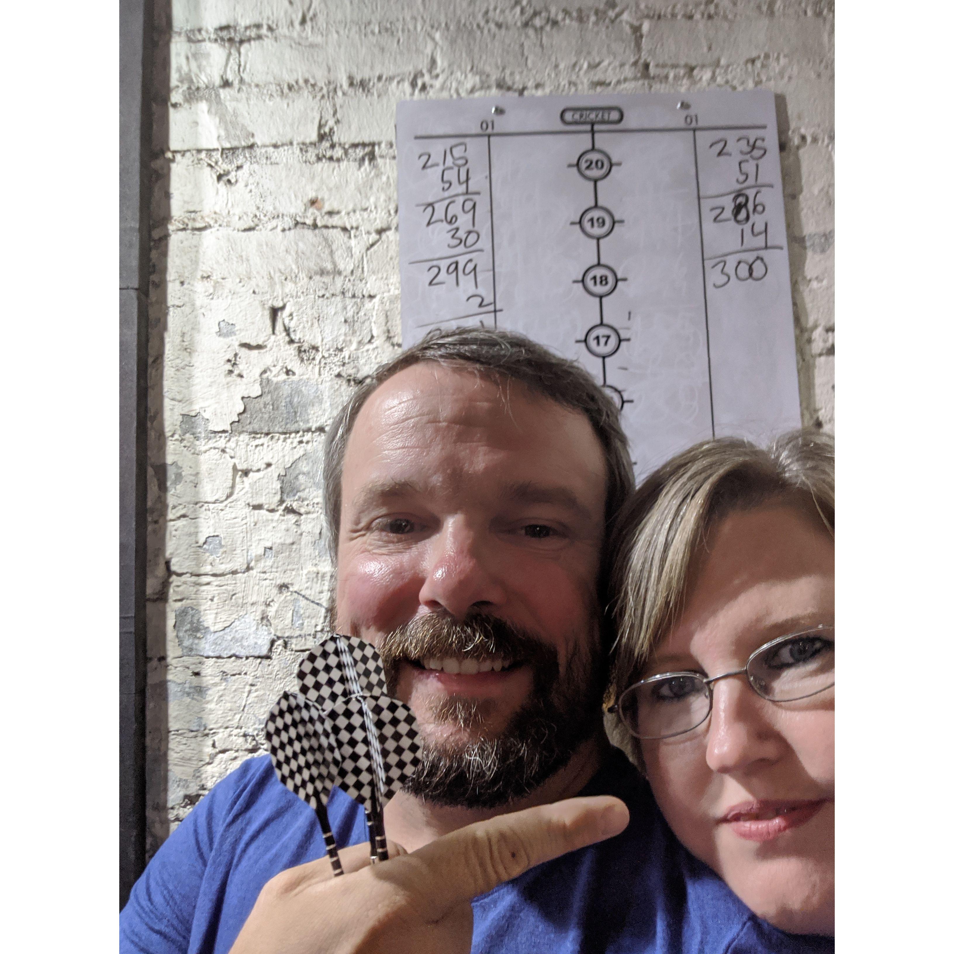 Our trip to the Boat - She beat me at 301 Darts