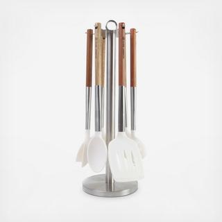 5-Piece Acacia Utensil Set with Stand