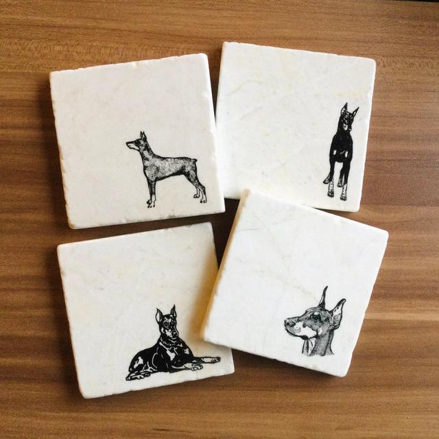 Doberman Coasters ~ Doberman Gift ~ Dog Coasters ~Pet Coasters ~ Housewarming Gift ~ Marble Coasters ~ Doberman Dog Mom