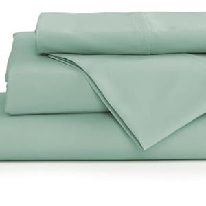 Linen Home 100% Cotton Percale Sheets King Size, Pastel Turk, Deep Pocket, 4 Pieces Set - 1 Flat, 1 Deep Pocket Fitted Sheet and 2 Pillowcases, Crisp Cool and Strong Bed Linen