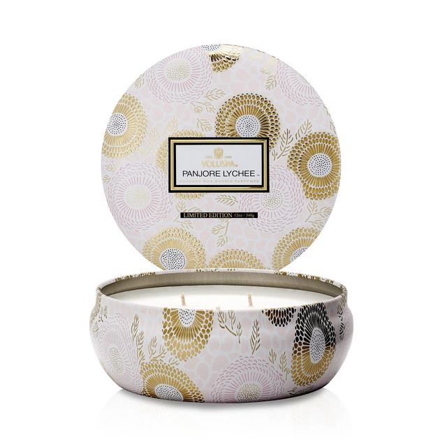 Voluspa Japonica Panjore Lychee 3 Wick Candle in Decorative Tin