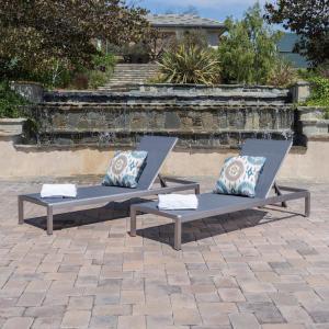 Cape Coral Silver 2-Piece Metal Outdoor Chaise Lounge