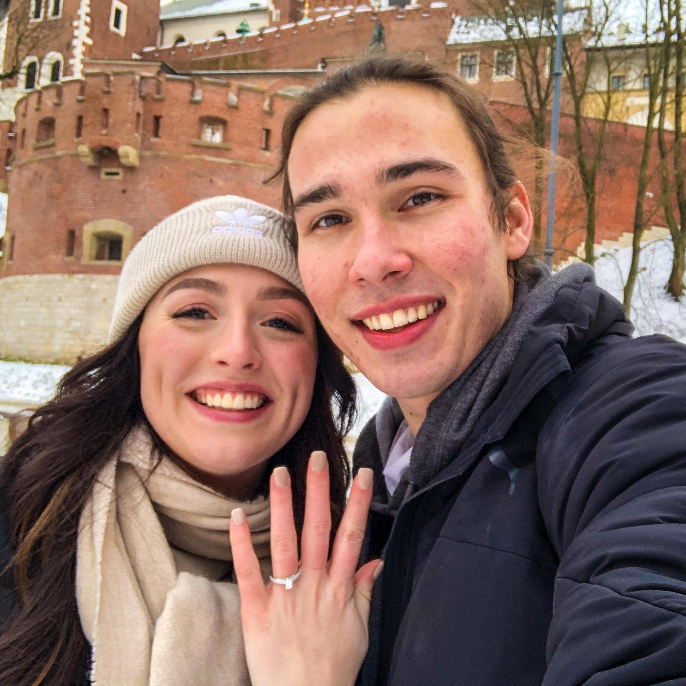 A few moments after Mitchel proposed in Wawel Castle!