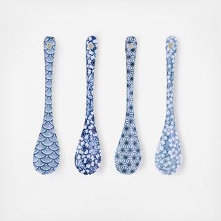 4-Piece Patterned Dessert Spoon Set