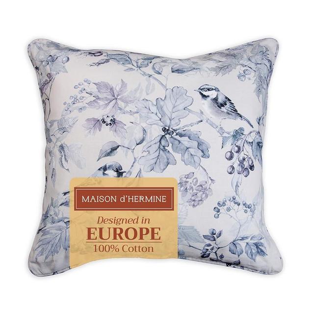 Maison d' Hermine Decorative Pillow Covers 18 x 18 Inch Square 100% Cotton Throw Pillow Covers with Invisible Zipper Cushion Case for Living Room Couch, Chair, Sofas, Bedroom, Home (Equinoxe - Blue)