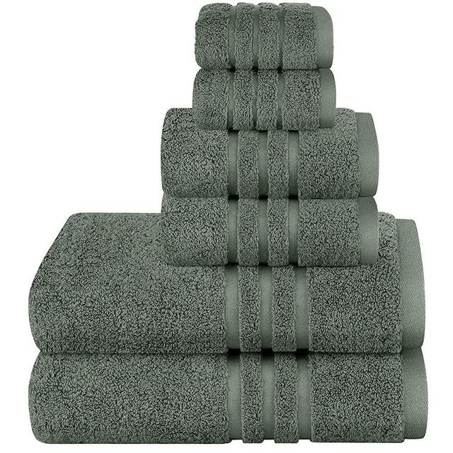 Josmon Towel Sets, Bath Towels Set 6 Pieces Dark Grey Towels for Bathroom, Luxury Highly Absorbent Hotel Spa Gym 2 Bath Towels 2 Hand Towels 2 Washcloths