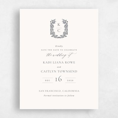 Charcoal, Beige Wedding Save the Date - Mirra Portrait