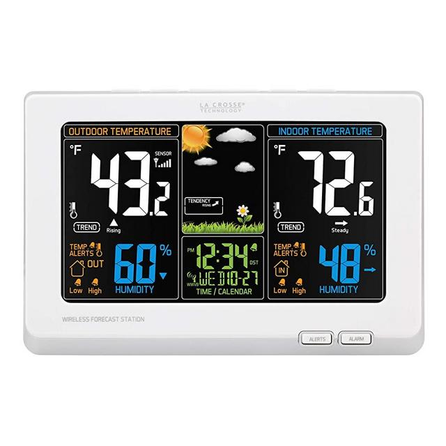 La Crosse Technology 308-1414W Wireless Atomic Digital Color Forecast Station with Alerts, White