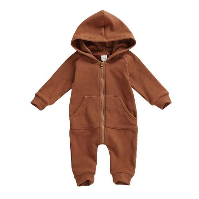 Seyurigaoka Baby Boys Girls Jumpsuit Hoodie Romper Zipper Long Sleeve One Piece Outfits Warm Clothes for Unisex