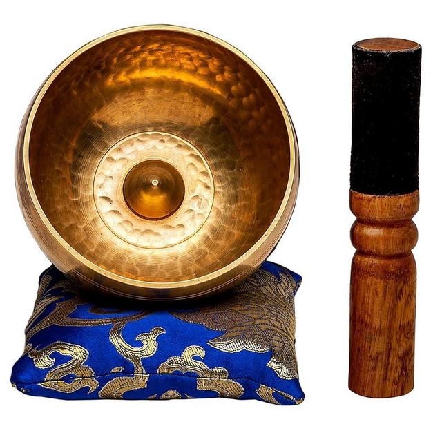 Tibetan Singing Bowl Set by Ohm Store — Hand Hammered Lingam Meditation Sound Bowl — Yoga, Chakra Balancing, Mindfulness, Stress and Anxiety Relief